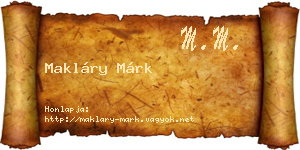 Makláry Márk névjegykártya